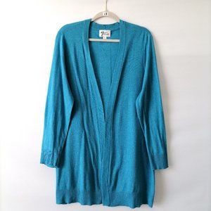 AJ Andrea Jovine Womens Azure Blue Open Front Cardigan Sweater Size XL